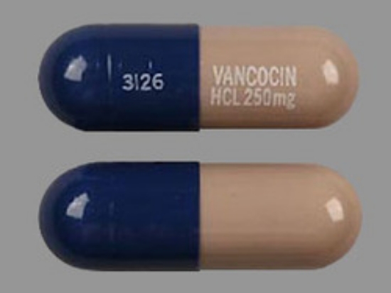 Picture of VANCOMYCIN HCL 250MG CAP BU/LV OBL 5UD