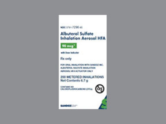 Picture of ALBUTEROL SULFATE 90MCG NS CL 200 DOSE 6.7GM