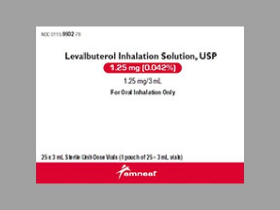 Picture of LEVALBUTEROL HCL NEBULIZ 1.25MG/3ML IS CL 25X3ML