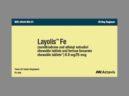 Picture of NORETHINDRONE ETHINYL ESTR .8-25MG TAB ML RND 3X28