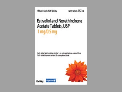 Picture of ESTRADIOL NORETHINDRONE ACET 1-.5MG TAB YL 1X28