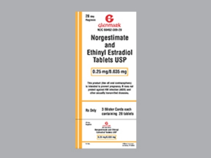 Picture of NORGESTIMATE-ETHINYL ESTRADIOL .25MG-35MCG TB 3X28