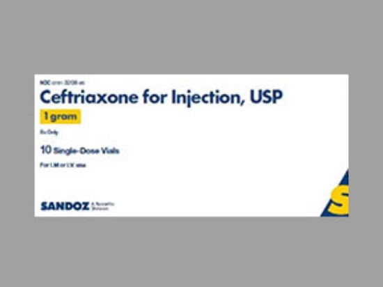 Picture of CEFTRIAXONE SODIUM 1GM RECONSTITUTED INJ YL 1X10VL