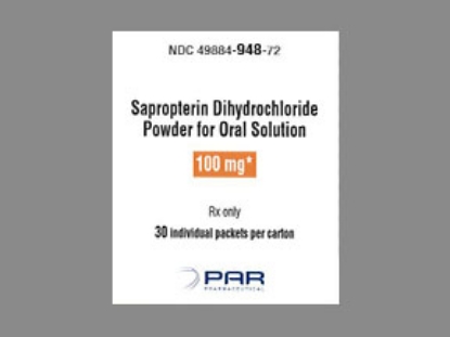 Picture of SAPROPTERIN DIHYDROCHLORIDE 100MG POW YL 30