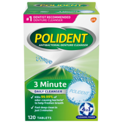 Picture of POLIDENT 3 MIN CLEANSER TABLETS 120 - Alternate NDC