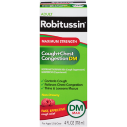 Picture of ROBITUSSIN MAX STR CGH+CHST CON DM 4OZ