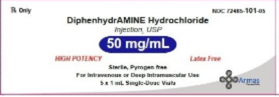 Picture of DIPHENHYDRAMINE 50MG/ML INJ RD 5X1ML