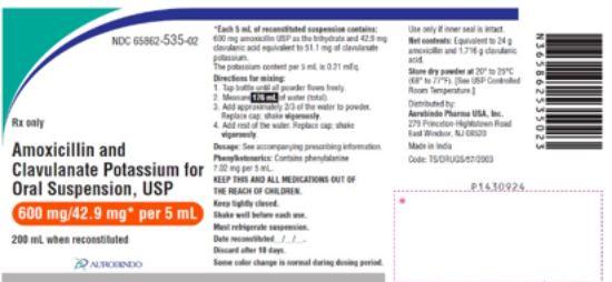 Picture of AMOXICILLIN POT CLAVULANATE 600-42.9MG OS 200ML