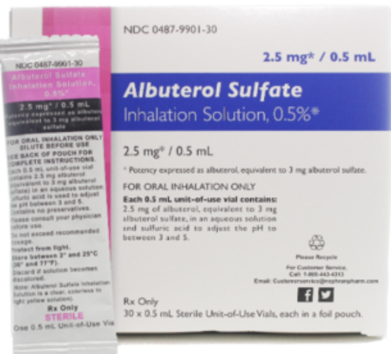 Picture of ALBUTEROL NEBULIZING 2.5MG/.5ML IS CL 30X1ML