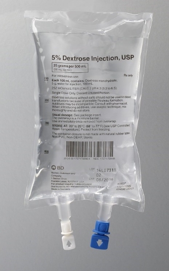 Picture of DEXTROSE 5% INJ IV BAG CL 500ML 20/CS