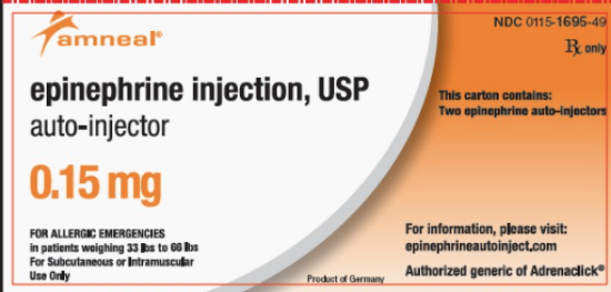Picture of EPINEPHRINE .15MG/.15ML INJ 1X2