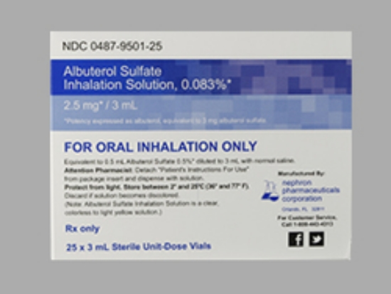 Picture of ALBUTEROL NEBULIZING .083% IS CL 25X3ML